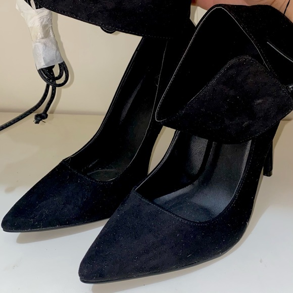 Missguided Black Lace Ankle Cuff Pumps New - Picture 4 of 6